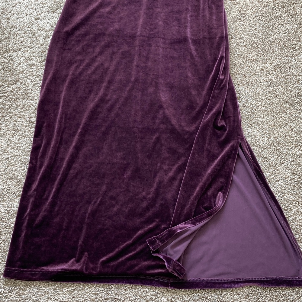 Vintage 90s Purple Stretch Velvet Maxi Sleeveless Dress Whimsigoth Phoebe sz 12 - Picture 4 of 9
